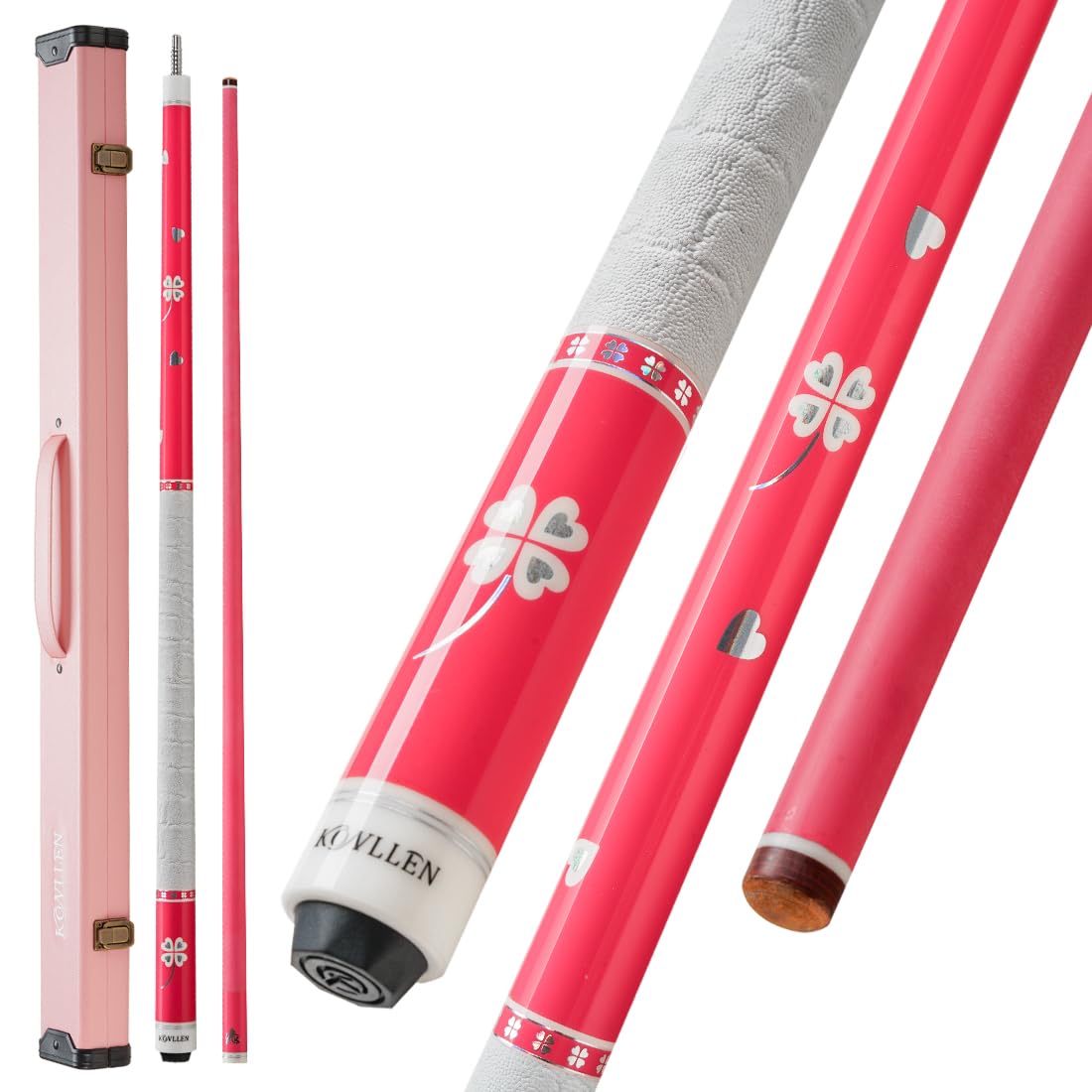 KONLLEN Karbonfaser-Pool-Queue, 147,3 cm, professionelle Poolsticks für Erwachsene, Vollcarbon-Technologie, niedrige Ablenkung, Billardqueue mit 12,5 mm Spitze