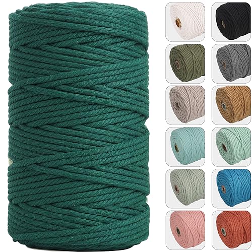 NOANTA 4mm 109yards Macrame Cord, Colored Cotton Macrame Yarn, Dark Green