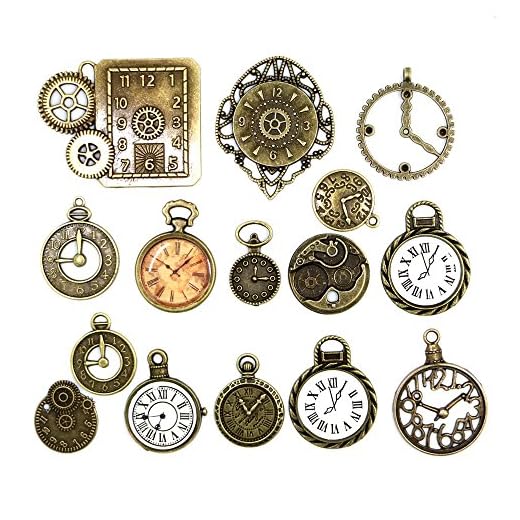20pcs Mixed Antiqued Bronze Charms Clock Face Charm Pendant, DIY Crafts, Gears, Jewelry Making, Steampunk Pendants