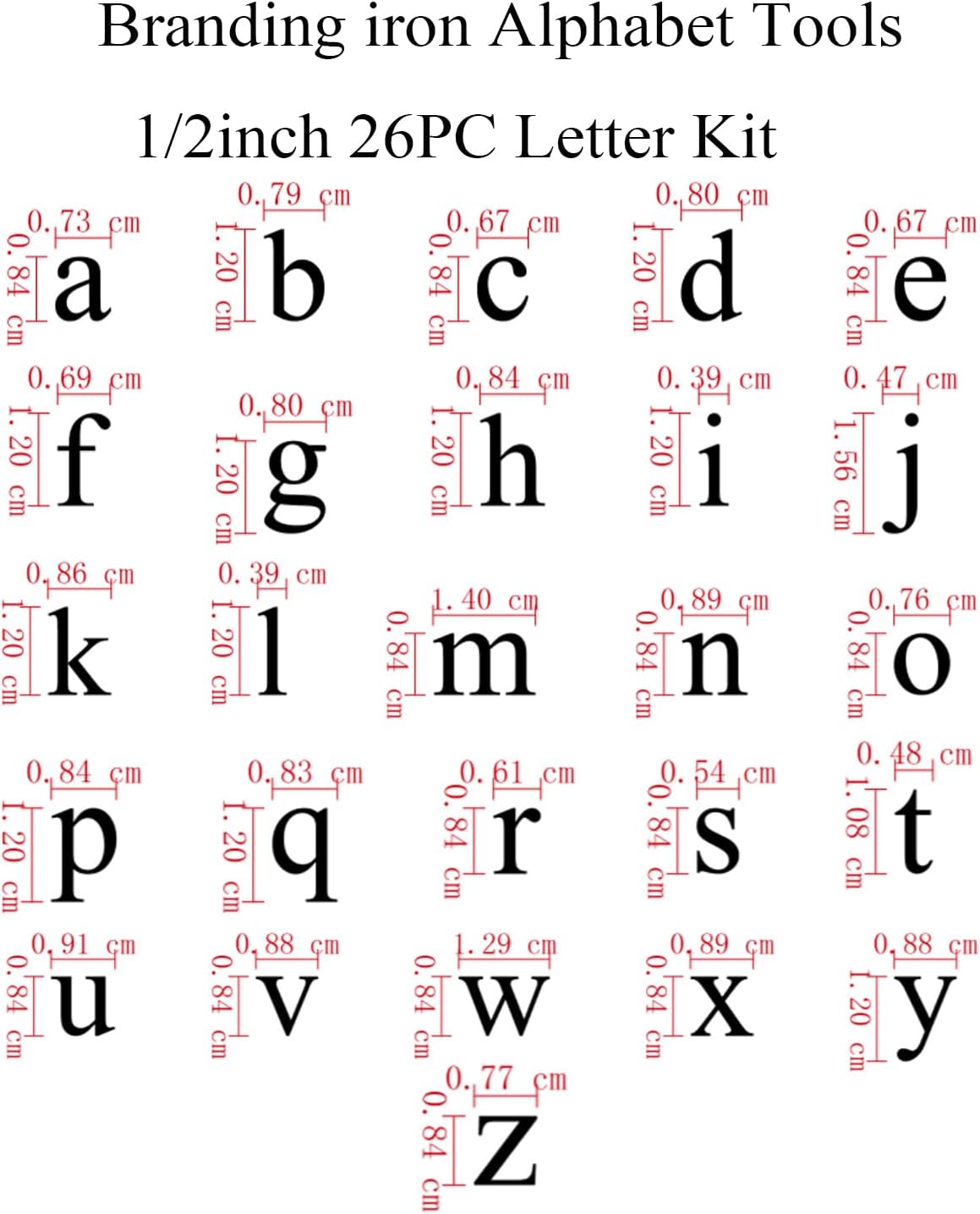 5/8" 26 Pcs Wood Burning Letter Kit, Mini Lowercase Letter Branding Iron for Wood Leather Hats, Personalization Lower Case Letter Tips Set for Gift, Birthday and Christmas