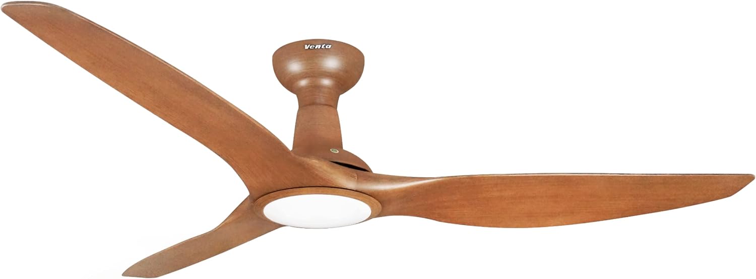Harmony DC 52” Ceiling Fans with Lights Remote Control, Moisture Proof ABS 3 Blades Natural Wood Color Ceiling Fan, Reversible DC Motor 6-Speed, Quiet Fans for Bedroom, Indoor Outdoor Ceiling Fans for