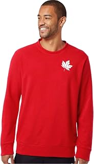 Mens Canada Maple Leaf Fleece Sweatshirt, Custom Handmade Canada Sweatshirt L2 (M, Crewneck, Red)