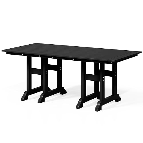 Costaelm Rectangle Outdoor Dining Tables, 71'' Patio Table with Umbrella