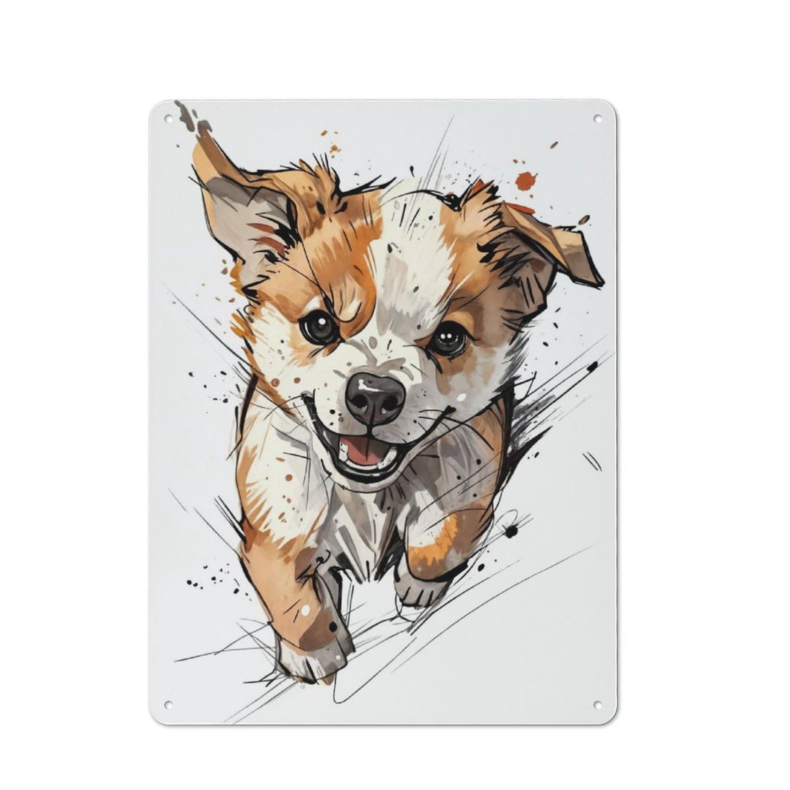 Angry Puppy Watercolor Art Vintage Metal Wall Sign 40x30cm for Garage Or Workshop, for Metal Sign Collectors, for Garage And Workshop Walls