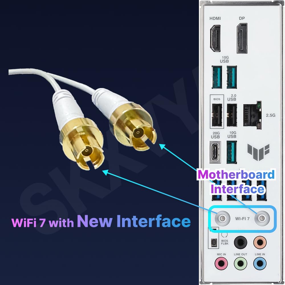 Antena de base magnética WiFi 7 con nueva interfaz para PC de escritorio para Asus Gaming WiFi7 placa base (blanco)