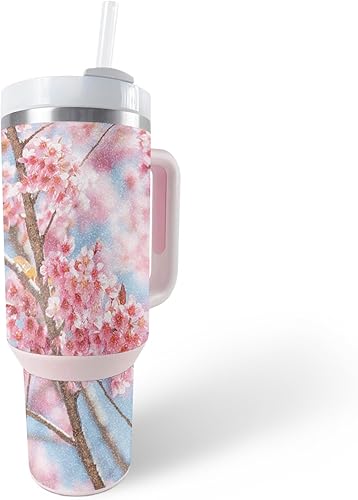Miniatura 9 de MightySkins - Vaso con purpurina brillante compatible con Stanley The Quencher H2.0 FlowState de 40 onzas, color rosa oculto, acabado protector y