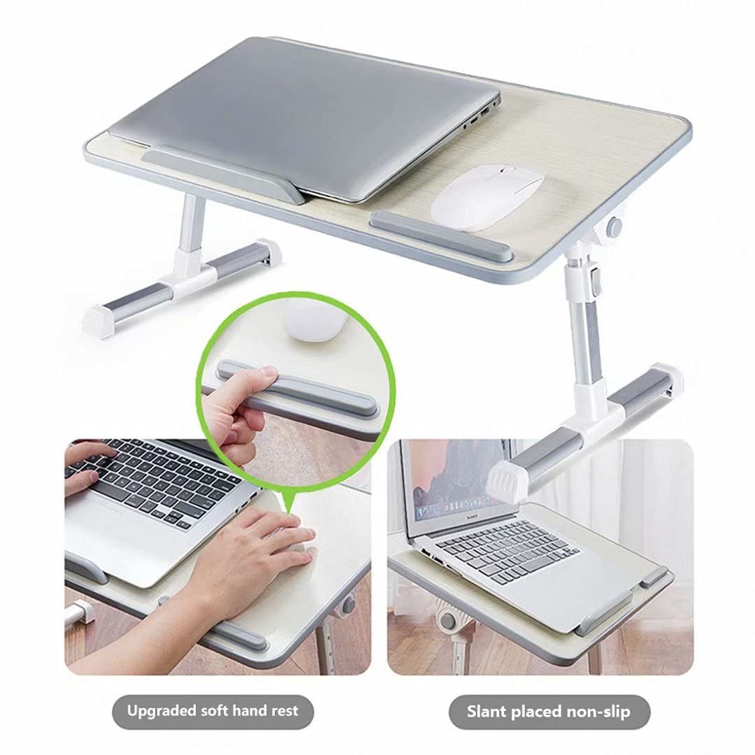 Tavolino da Letto Inclinabile, Tavolino da Letto Colazione Pieghevole, Tavolo per Computer a Letto Regolabile in Altezza con Built-in Ventola di Raffreddamento per Letto Divano