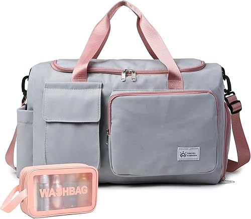 Miniatura 41 de Bolsa de Gimnasio Pequeña para Mujer, Bolsa de Lona de Viaje, Bolsa de Fin de Semana con Compartimento para Zapatos 09#Army Green