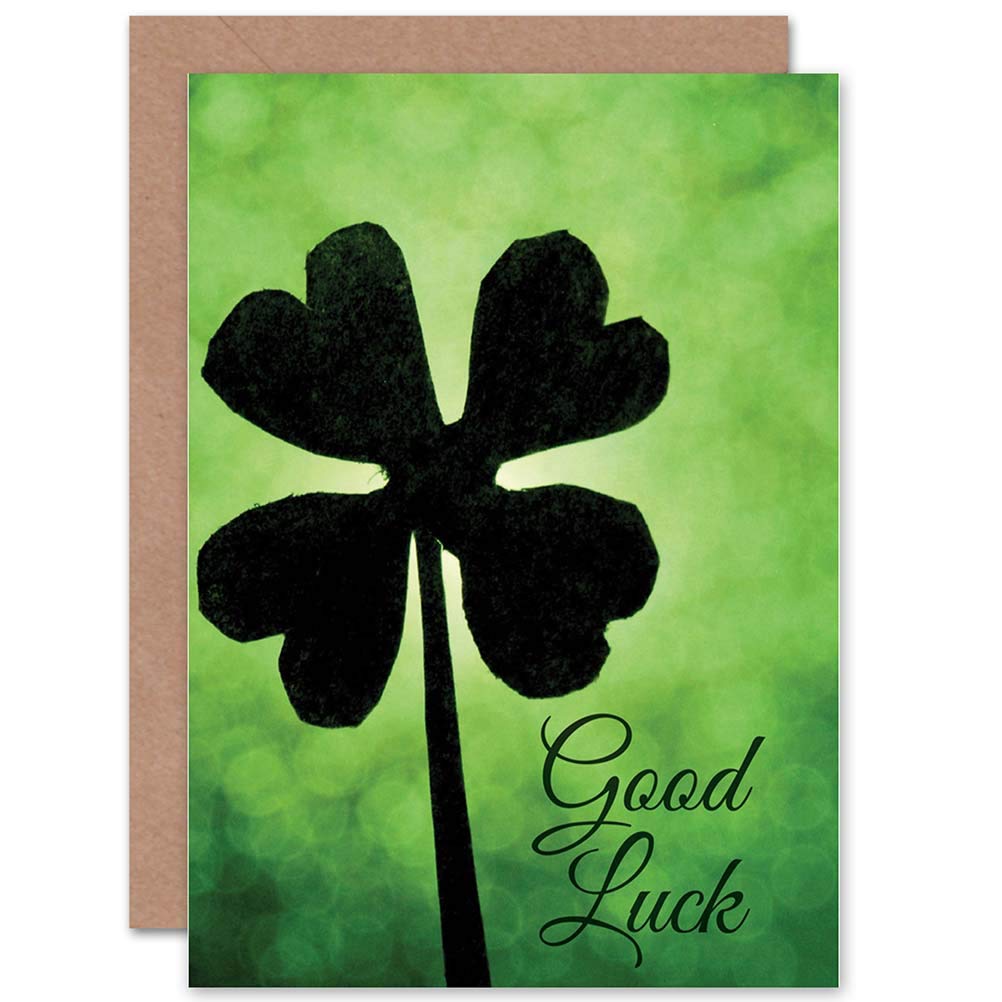Wee Blue Coo GOOD LUCK SHAMROCK SILHOUETTE ART GREETINGS GREETING CARD GIFT