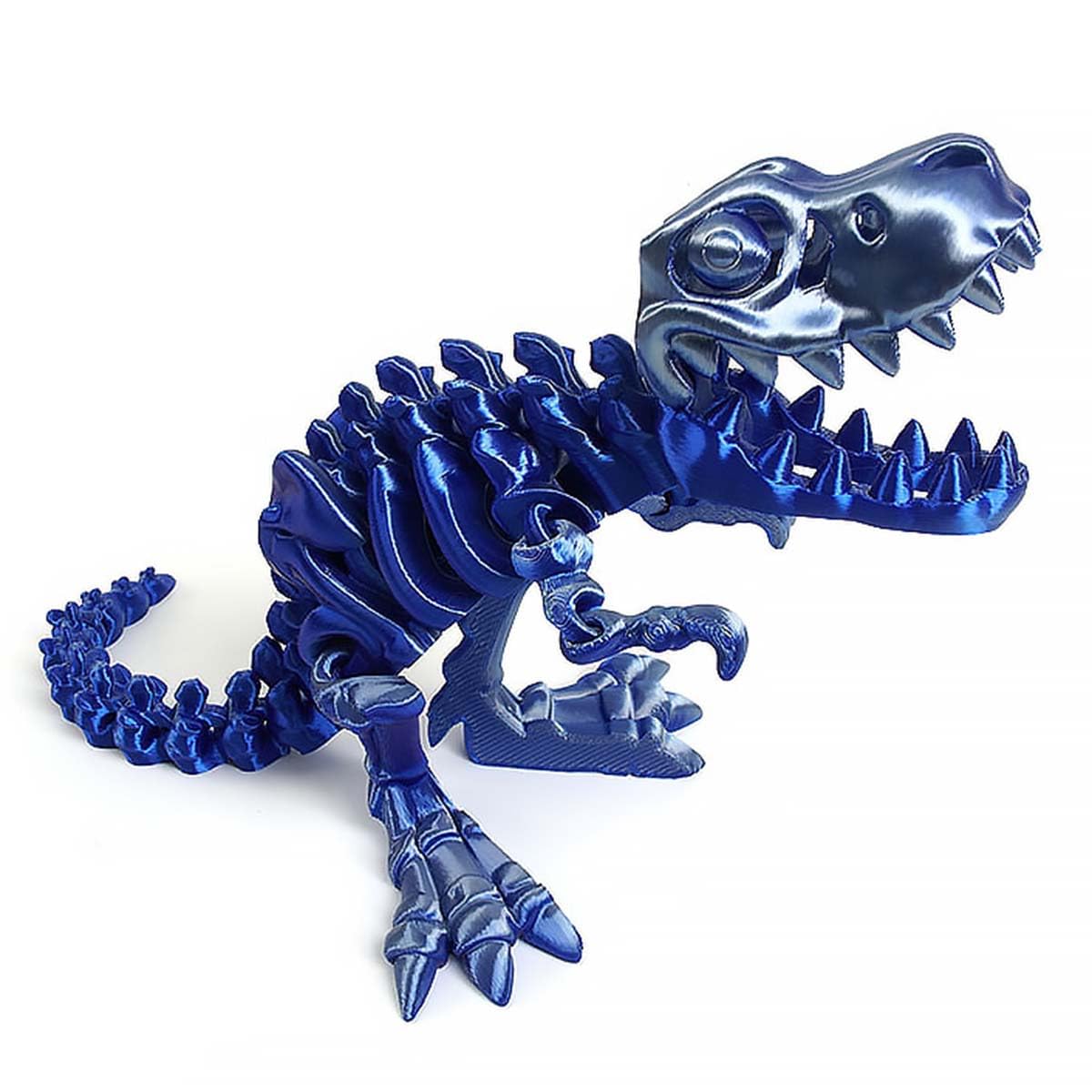 YNTOXIN 9.84" 3D Printed Dinosaur, Articulated Dinosaur Fidget Toy, Flexible Pearly Sheen Tyrannosaurus Home Office Decor Desk Toy B-Silver