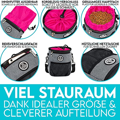 HUND IST KÖNIG Premium Leckerlibeutel für Hunde - der Alleskönner - Robuster Futterbeutel Hunde mit viel Stauraum für das Gassigehen & Hundetraining - mit Kotbeutelspender & Trainings-Ebook