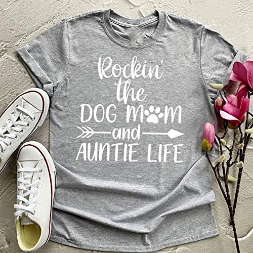 Fastdeliverytees Rockin The Dog Mom Aunt Life Tshirt, Aunt Dog Mama Tee, Gift For Sister, Dog Mom Auntie Shirt, Dog Mom And Aunt Life, Dog Lover Aunt Tee, Best Dog Lover Women Gift #TOP3