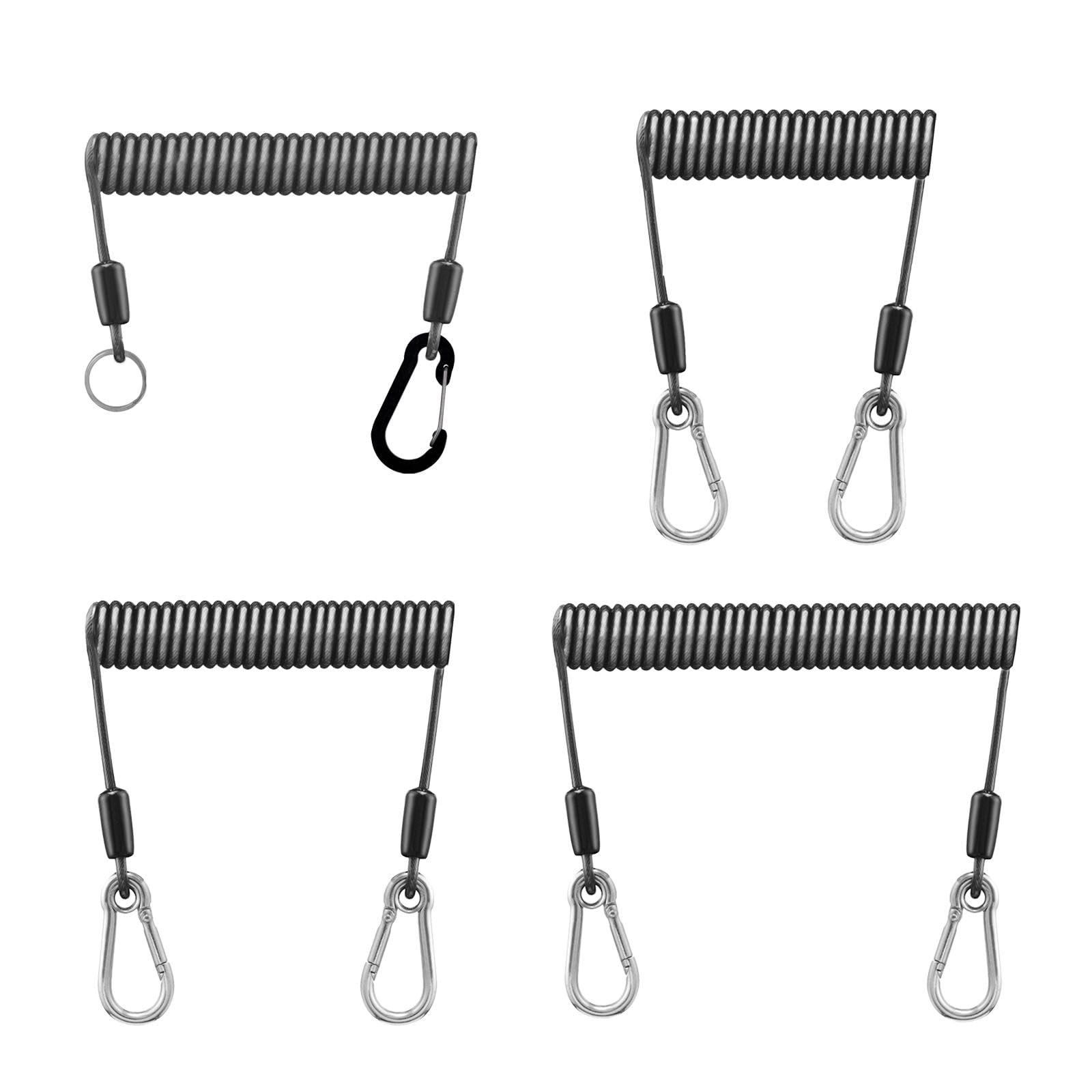 CALANDIS™ Fishing Lanyard Coil Lanyard Security Leash Professional Fishing Pole Tether Black 2M | Fly Fishing Accessories | Fishing Equipment | Fishing-image-7