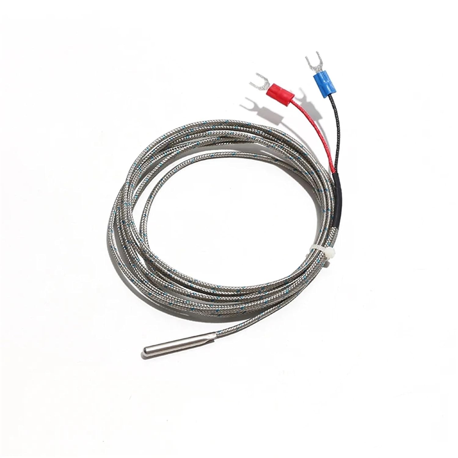 WRNT-035 4x30mm K/E/J-Type Thermocouple Sensor Probe 0.5-4M Alloy Metal Shielded Wire Test Cable 1Pcs(J Type 2m)