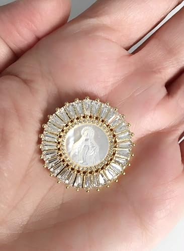 Miniatura 4 de Miraculous Medal Mother of Pearl Pendant 19 Inches Chain Necklace