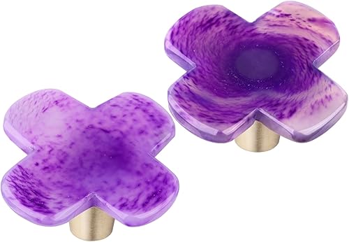 Rockcloud Cajón de perilla de ágata con tornillos, mango de ágata morada en forma de cruz para armario, armario, accesorios para decoración de