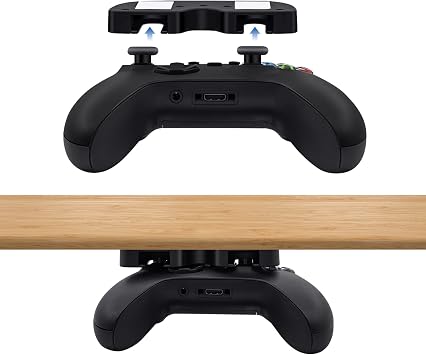 Mcbazel Universal Gaming Controller Stand & Mount, Under Desk & Table Holder for Xbox Series X/S, One, 360, Elite & Switch Pro Controllers, Tool-Free Installation Black