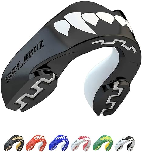 SAFEJAWZ - Protector bucal de corte delgado para adultos y jóvenes, con estuche, ideal para boxeo, baloncesto, lacrosse, fútbol, MMA, artes