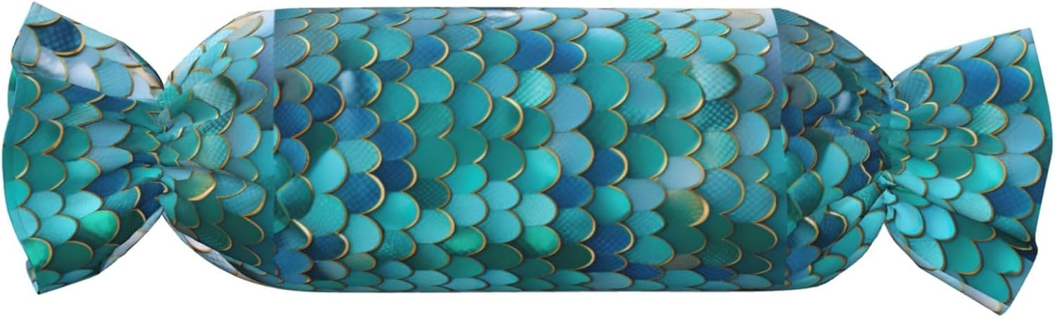 Mermaid Scale Print Candy Cylindrical Eco-Friendly Pillow Soft Velvet Living Room Bedroom Travel Decor