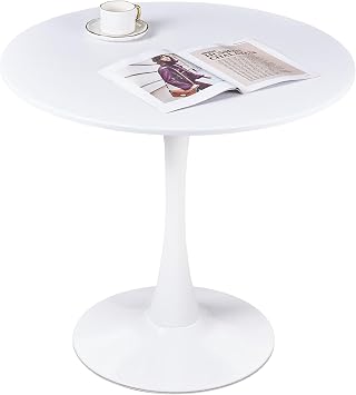 VECELO Round Dining Table, Diameter 31.5 x Height 28.7 inches 80 x 73 cm, Cafe Table, Round, Easy to Assemble, White