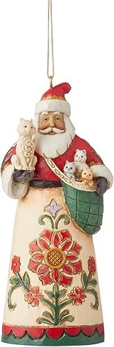 Enesco Jim Shore Heartwood Creek - Adorno colgante de gatitos de Papá Noel, 4.53 pulgadas, multicolor