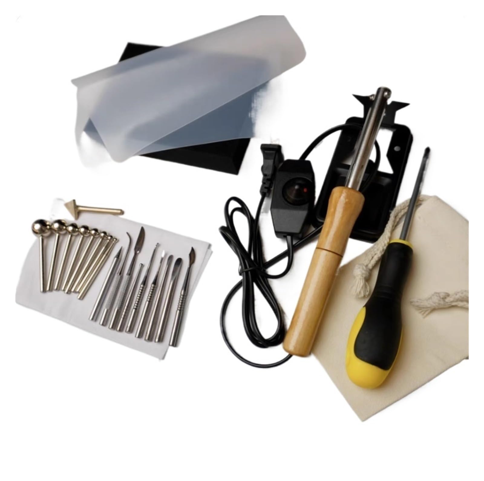 Genérico Artificial Flower Ironing Machine, DIY Cloth Fabric Fake Flower Making Tool, Adjustable Temperature, W/18 Ironing Heads, Electric Fabric Flower Maker for Silk, Wool, Linen, Flannel