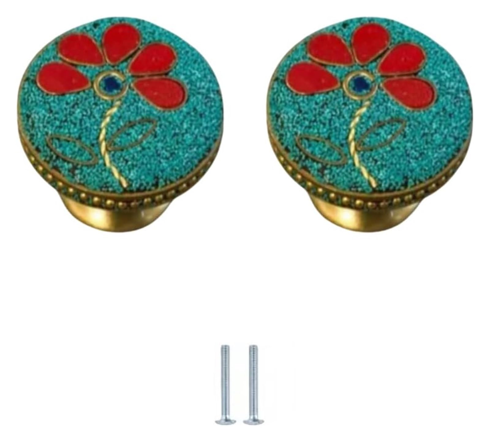 LQZAXSRDR Ceramic Cupboard Drawer Handle Knobs, Ceramic Door and Drawer Knobs, Multicolor, Pack of 2(Red and Green 30 * 28mm)