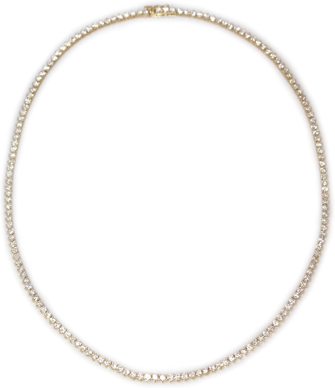 Solid 14k Yellow Gold 6.5 ctw Natural Diamond (G-H, VS2-SI1) 3 Prong Eternity Tennis Necklace for Women - Length 14 to 18 Inches available - Handmade in USA - April Birthstone
