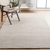 SAFAVIEH Area Rug 8x10 - Natural Fiber Collection - Large - Natural & Ivory, Handmade Wool & Jute, Farmhouse Style, Ideal for Living Room, Bedroom, Dining Space (NFB553A)