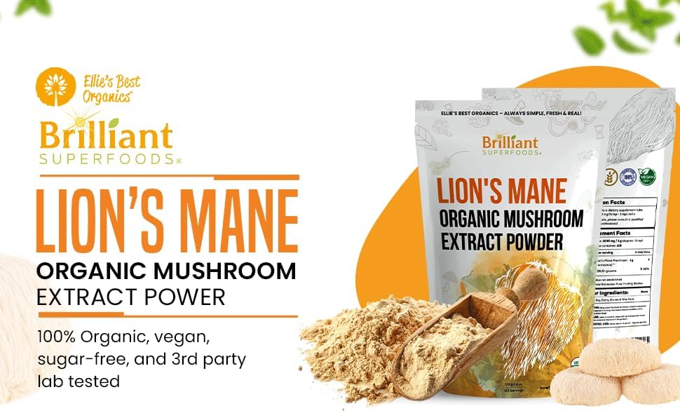 Ellie's Best Lions Mane Mushroom Extract Powder Supplement Organic 114 Servings - Double Extracted for Highest Potency - Dissolves in Coffee, Tea, Juice etc.4oz - Image 8