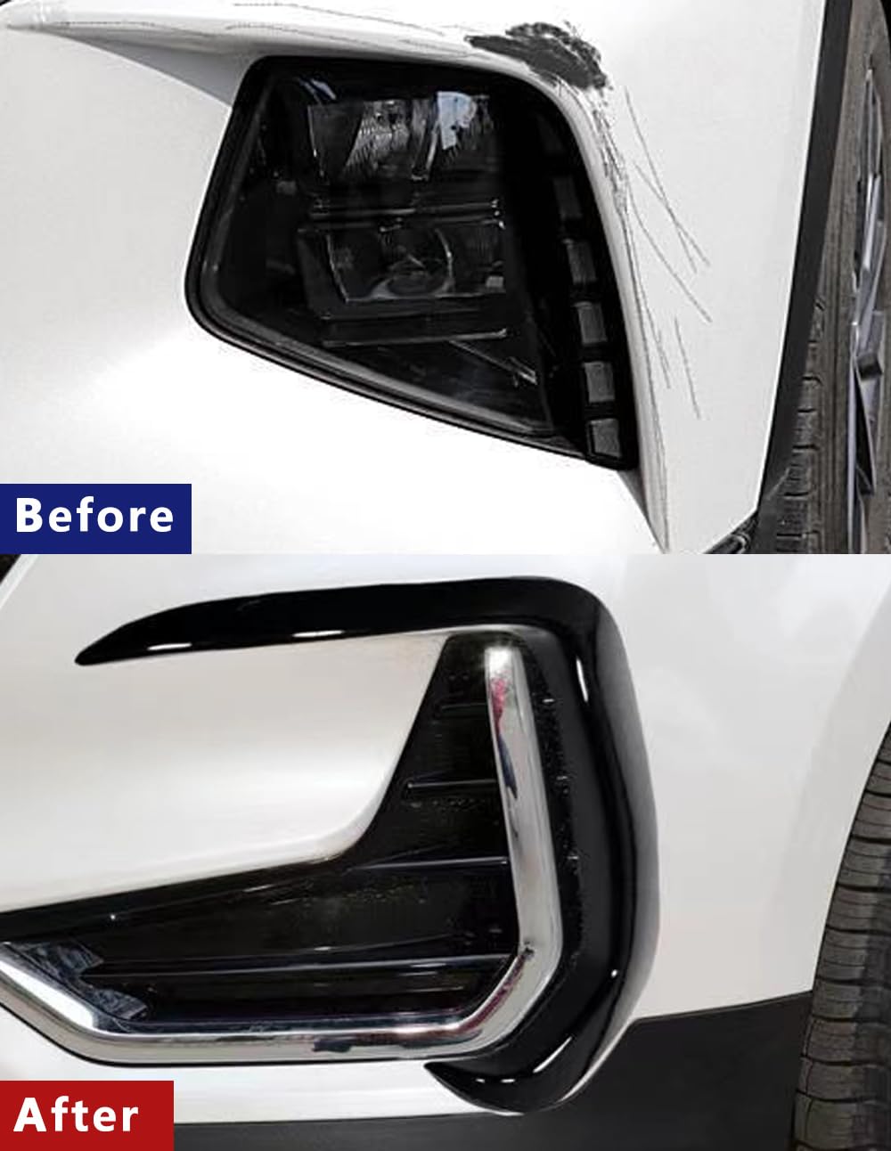 ERIDANUS Auto Accessories Fit for Hyundai Tucson 2023 2022 Headlight Cover Front Lamp (Black) ABS 2 PCS