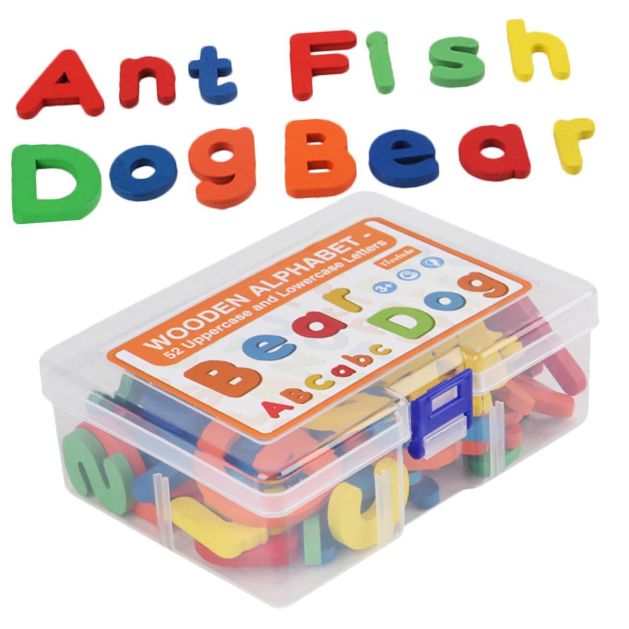 Garneck Holzbuchstaben Set: ABC Lernen Spielzeug mit Groß- und Kleinbuchstaben, Montessori Alphabet Blöcke in Aufbewahrungsbox, Naturholz für Deko und DIY Buchstabenspiel, Pädagogisches Geschenk