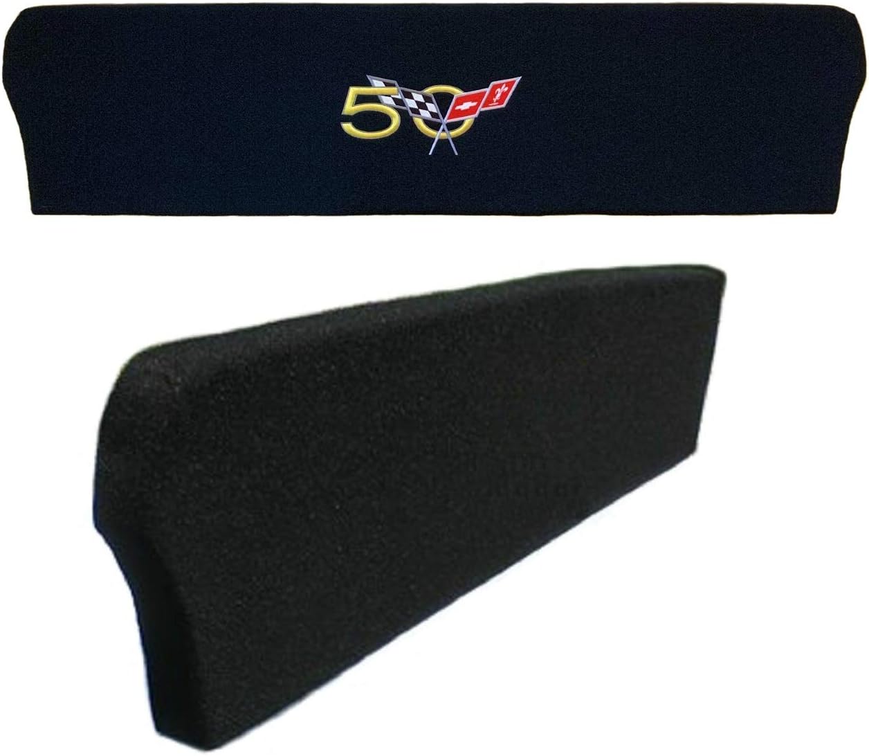 C5 Corvette 50th Trunk Compartment Divider Partition with 50th Cross Flag Embroidered Emblem Fits: 2003 ZO6 and Convertible Corvettes