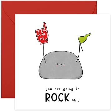 CENTRAL 23 Good Luck Card For Men Women - You Are Going To Rock This - Cute Encouragement Cards For Friends - Goodluck Greeting Card For Exam Studies Game New Job - With Stickers