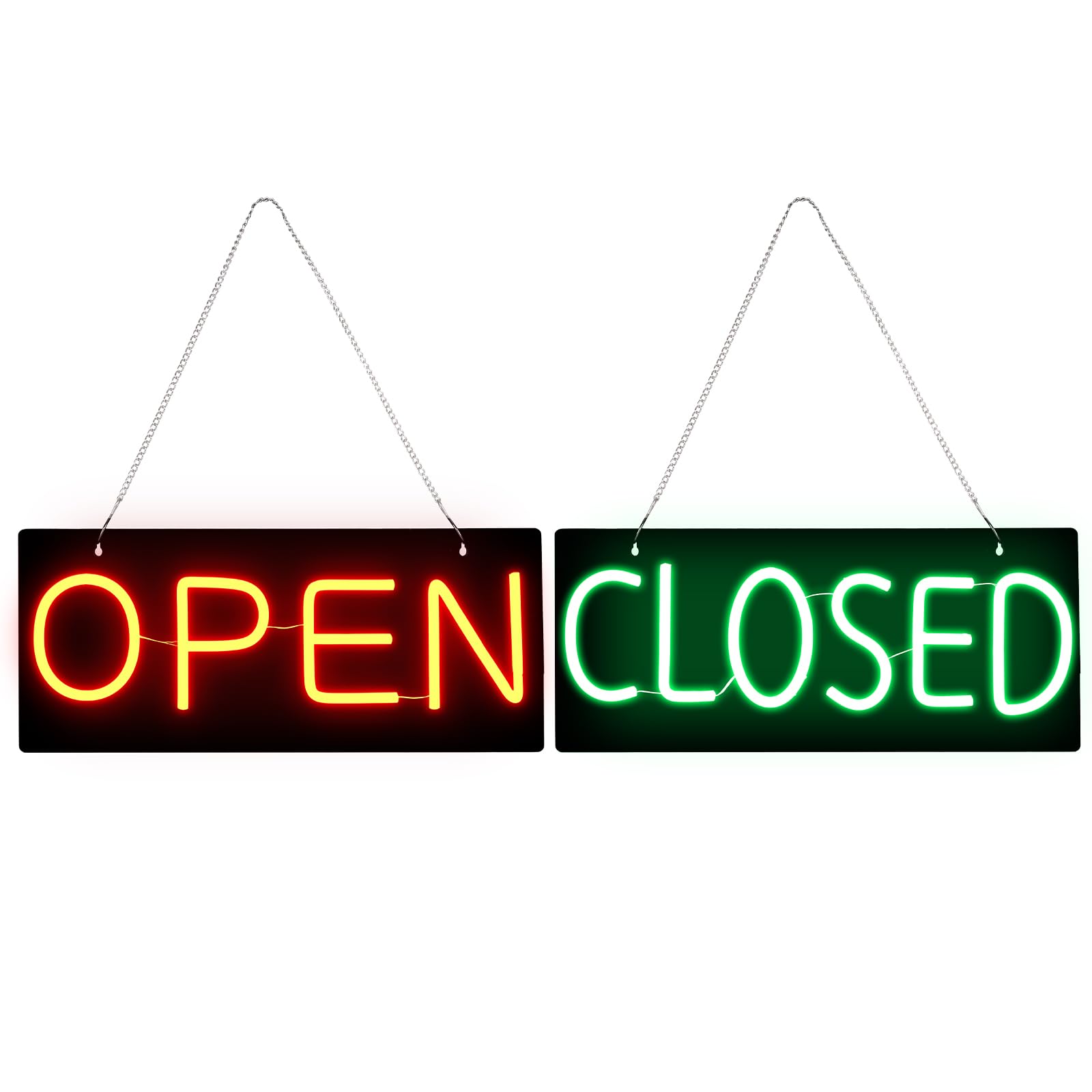 Insegne a LED aperte per affari, apertura e chiusura su entrambi i lati, alimentata da USB 5 V e regolabile luminosa, insegna al neon per vetrine, vetrine, negozi, negozi, fioristi, bar, 39,9 x 17,8