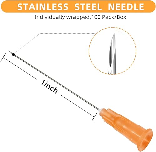 Miniatura 4 de Paquete de 100 jeringas de laboratorio desechables de 25 Ga de 1 pulgada con aguja Luer Lock, empaquetadas individualmente selladas