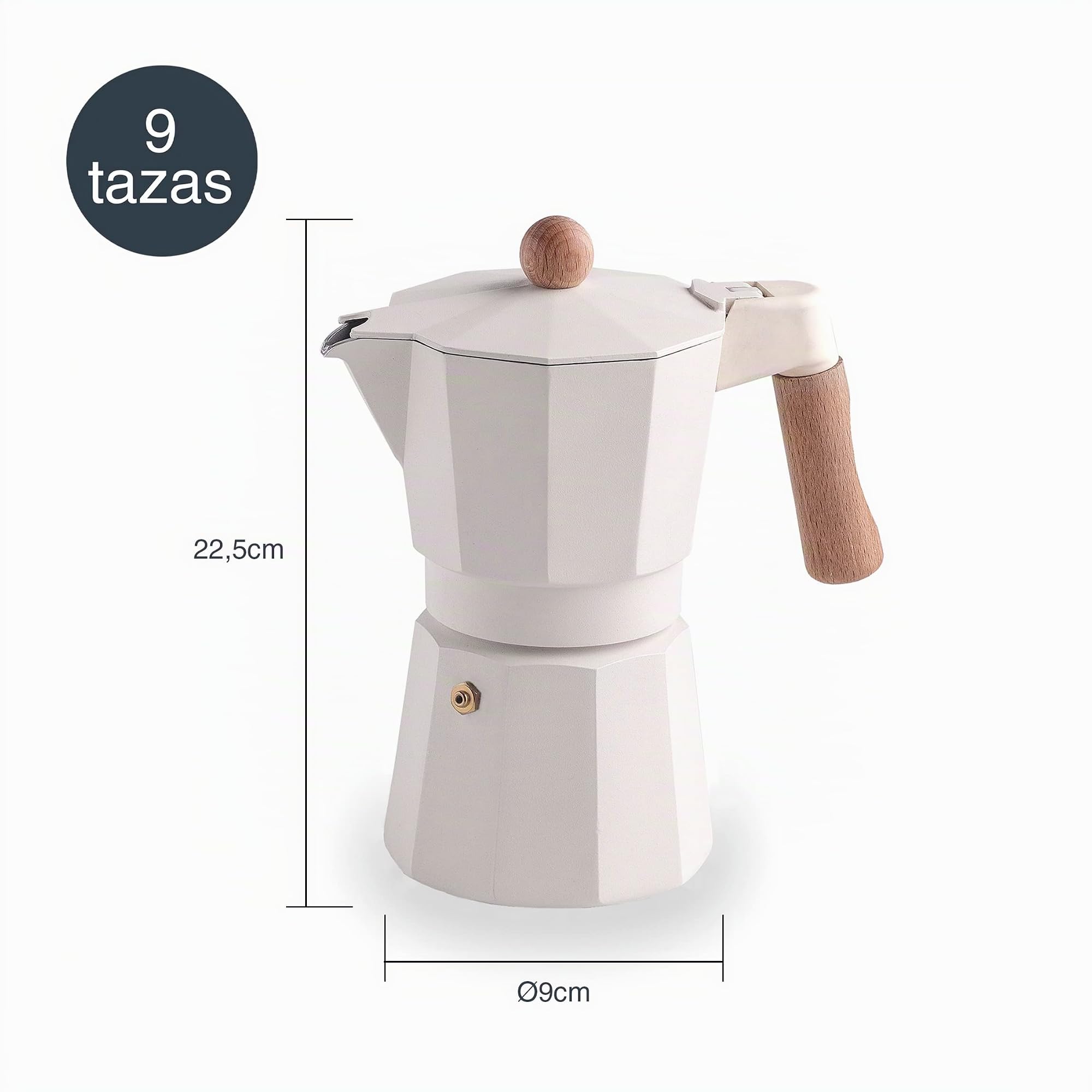 LACOR 62099 - Cafetera Italiana Trento White, Cafetera Express, Aluminio | En aluminio ligero, para un café intenso en casa; apto para inducción, ideal para cocina profesional y uso diario en casa