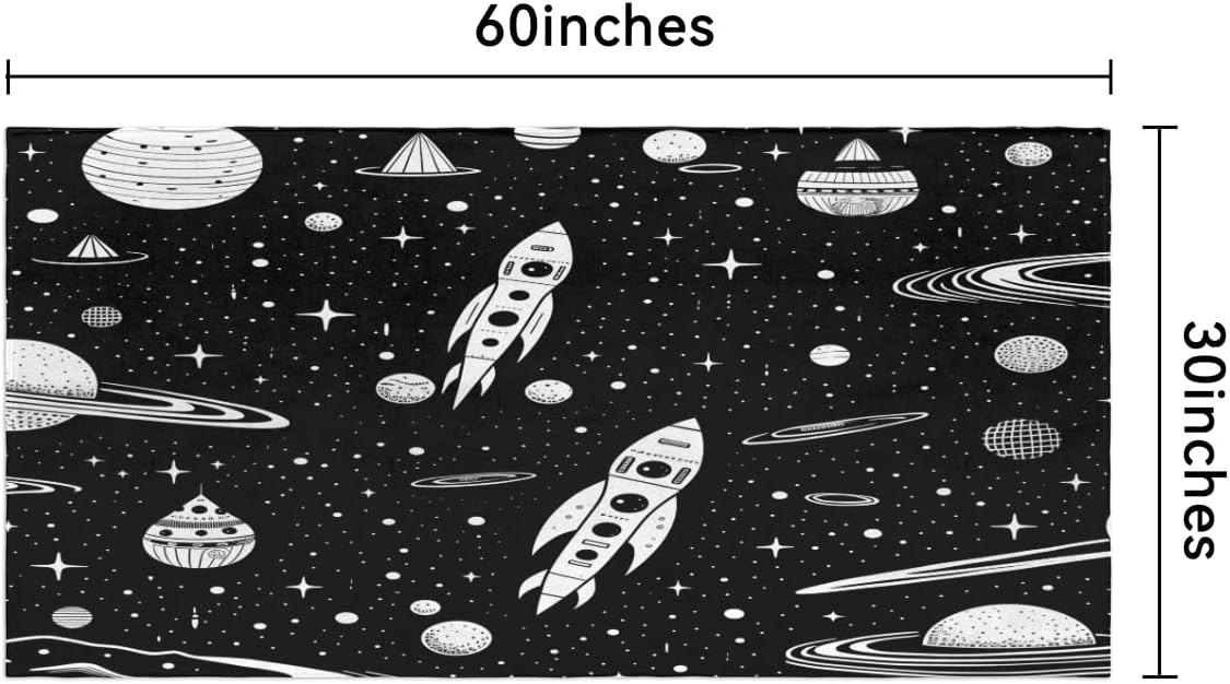 Cartoon Planet Rocket Print Kids Beach Towel for Girls Boys Quick Dry Sand Free Bath Towels Oversized Lightweight Travel Towel for Swim Yoga Gym Pool, 30 x 60 Inch