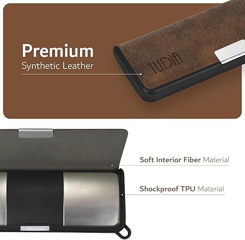 Miniatura 4 de TUDIA Funda de cuero de viaje compatible con KardiaMobile 6L, cierre magnético de cuero duradero con soporte para llaves, ligera, delgada, funda