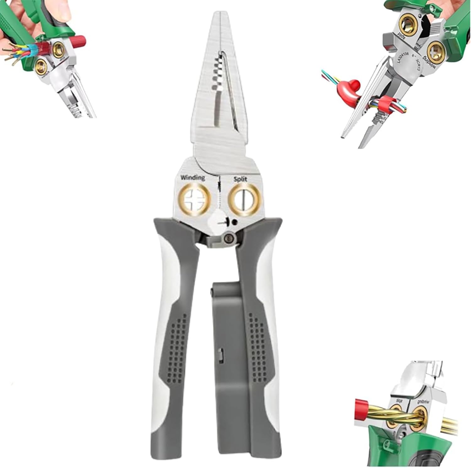 8 in 1 Wire Stripper with Voltage Tester, Upgrade Wire Strippers Pinzas De Electricidad, Multi-function Electric Wire Stripping Tool for Cutting and Pulling Pliers, Electrician Repair Tool (Green)