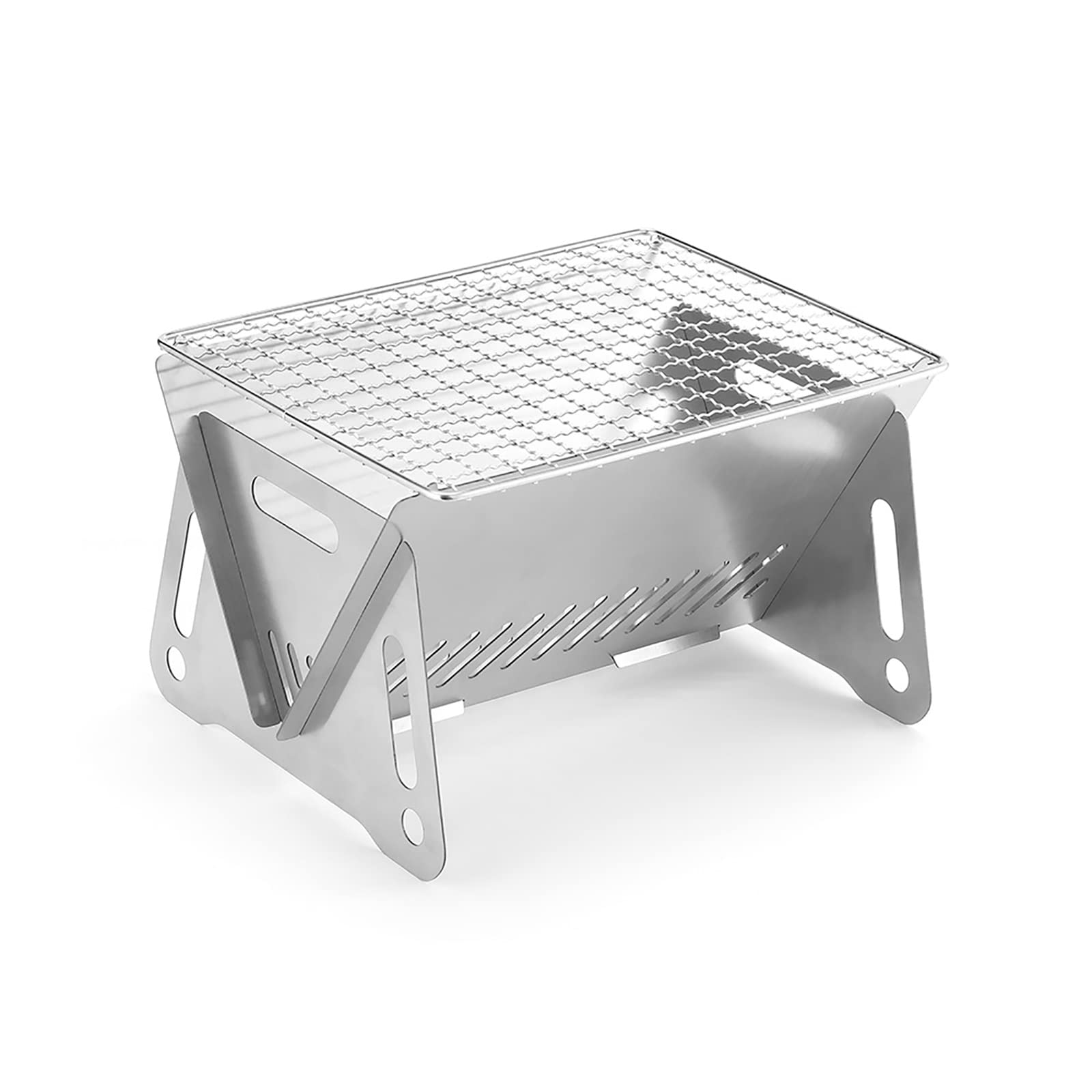 Generic Réchaud à Bois de Camping Portable Pliable en Acier Inoxydable Pliable Poêle à Bois pour Barbecue, Randonnée, Voyage, Pique-Nique