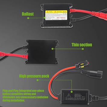 DC 12V 55W Ultrathin HID Ballast DC Xenon Lamp Ballast Automotive Headlight Stabilizer مناسب لـ H1 H3 H4 H7 H11 H13 9005 9006 9007 5202 880 (حزمة من 2 قطع)