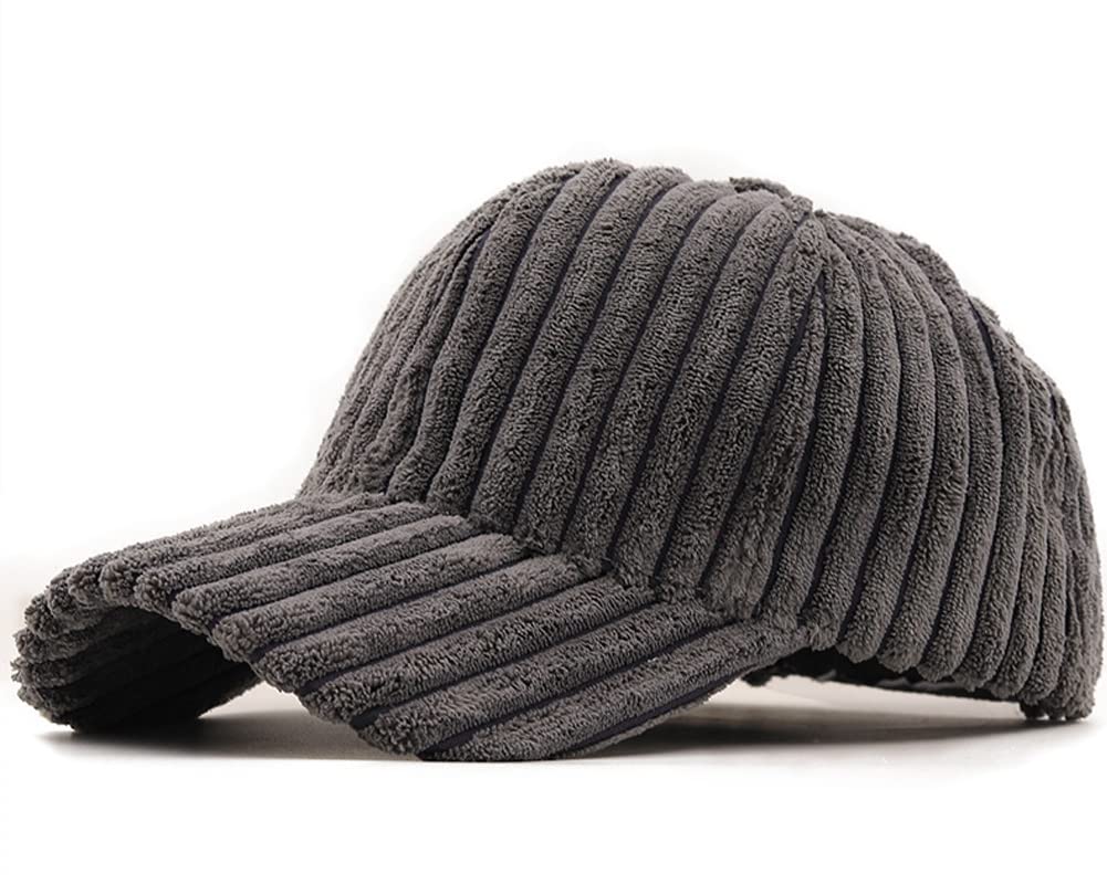 Womens Corduroy Baseball Cap Winter Warm Adjustable Baseball Hat for Outdoor Travel Darkgrey