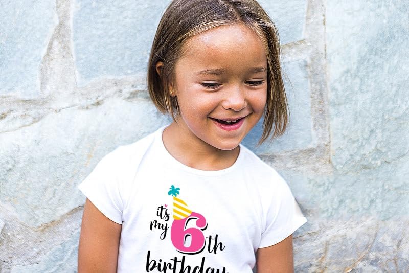 6th Birthday Shirt for Girls, Dress T Shirt for 6 Year Old Gift Outfit Decoration Banner Clothes for Girls White - Image 4