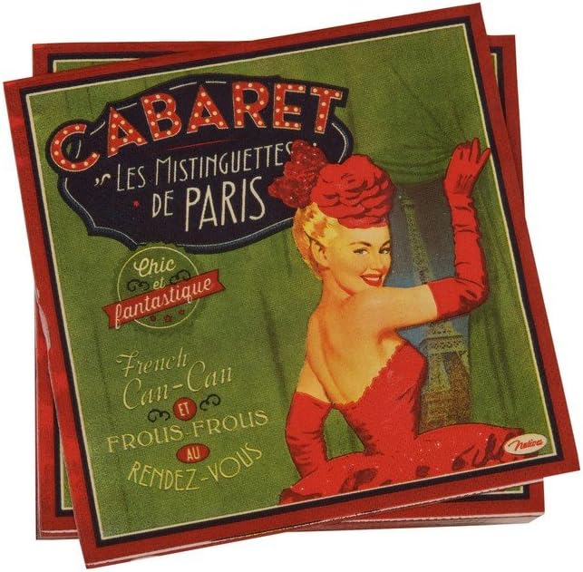 Natives Paris Cabaret Tissue 3 Ply Paper Napkins 33 x 33 cm Multi-Coloured
