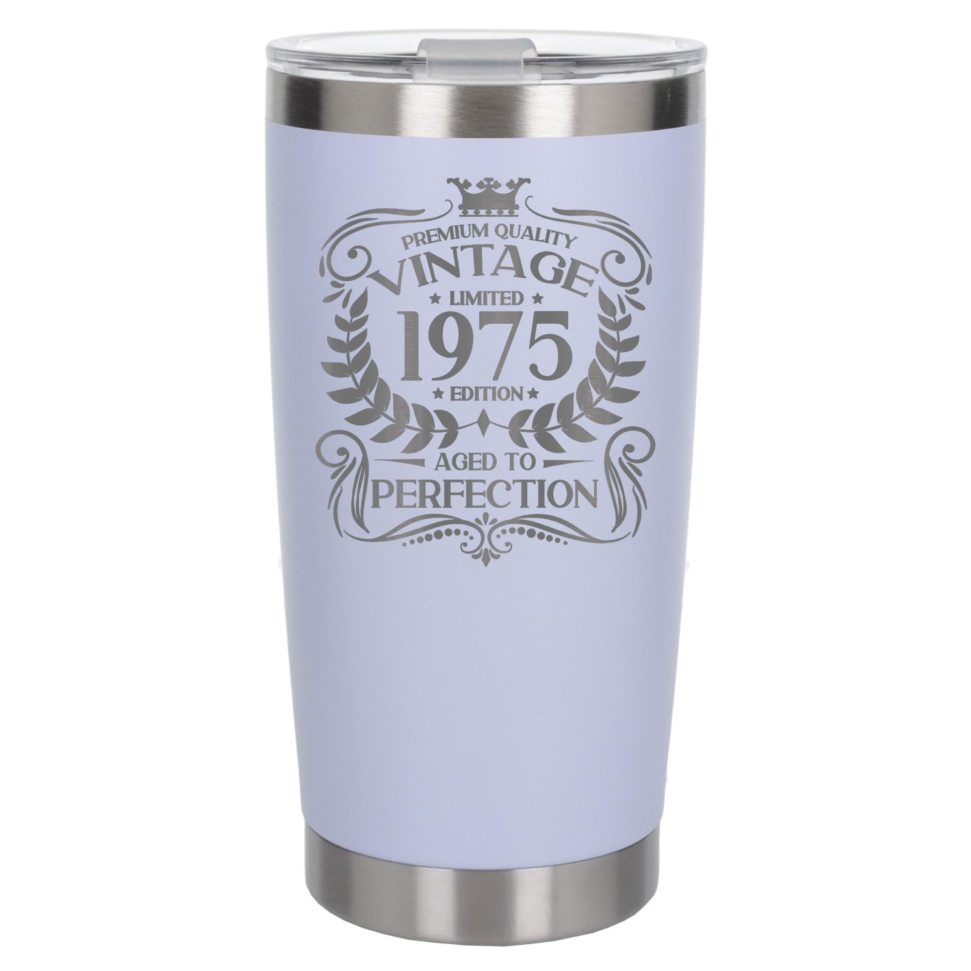 Always Looking Good 51st Birthday Gift Vintage 1975 Aged to Perfection Engraved Insulated Travel Mug Present for 51 Year Old White Thermal Coffee Flask Travel Mugs with Lids