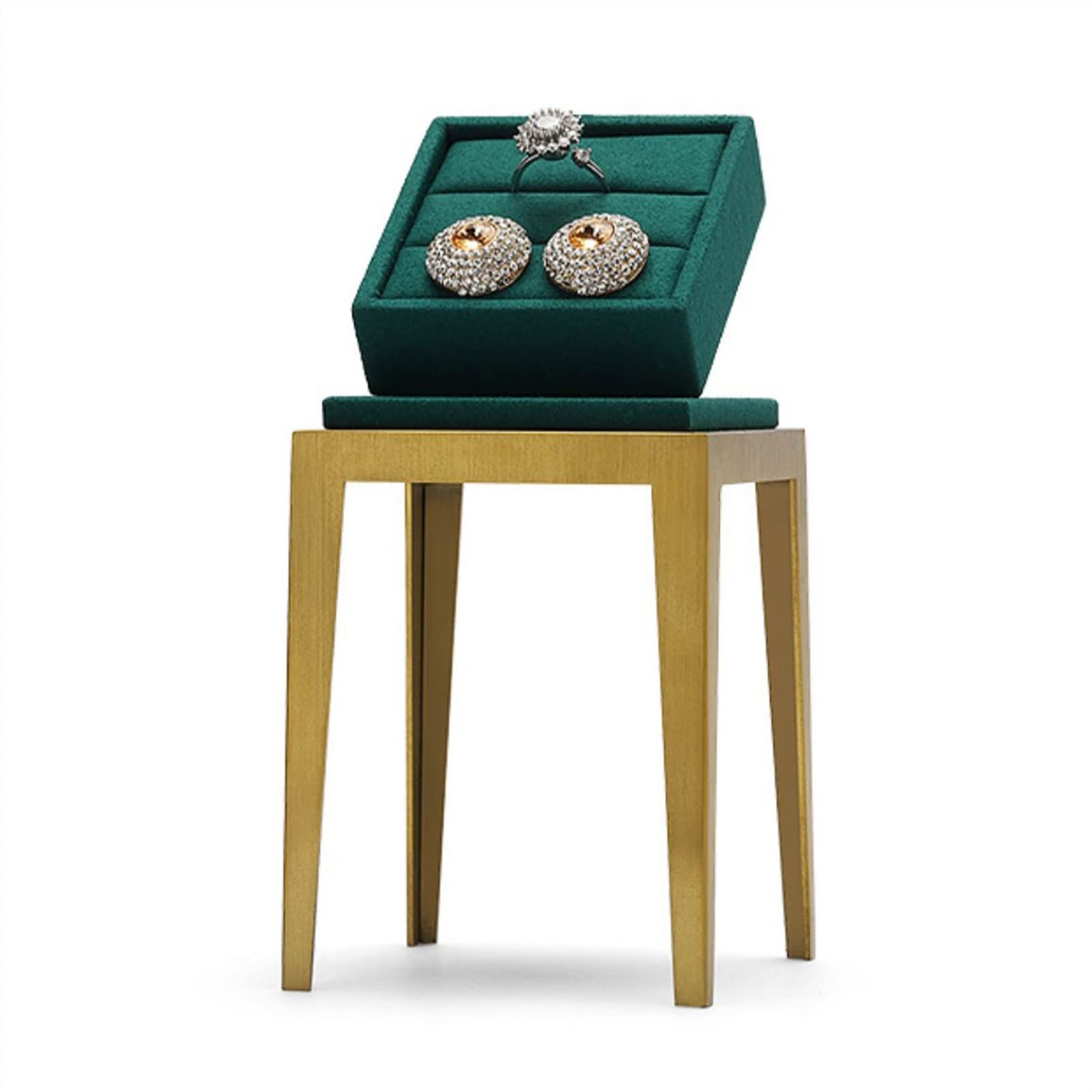 J9V4G6S3B5 Jewellery Storage Metal Ring Display Stand Jewelry Pendant Showcase Holder Storage Organizer Pedestals, Green Velvet(B)