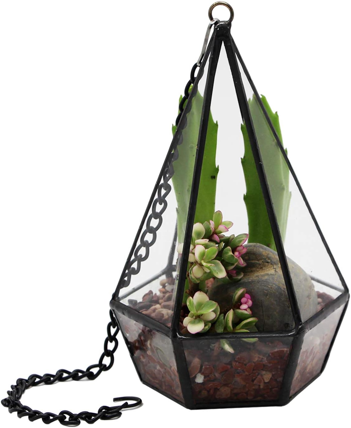 Kimdio Geometric Terrarium Clear Glass Tabletop Planter Air Plant Holder Display for Succulent Fern Moss Air Plants Holder Miniature Outdoor Fairy Garden DIY Gift