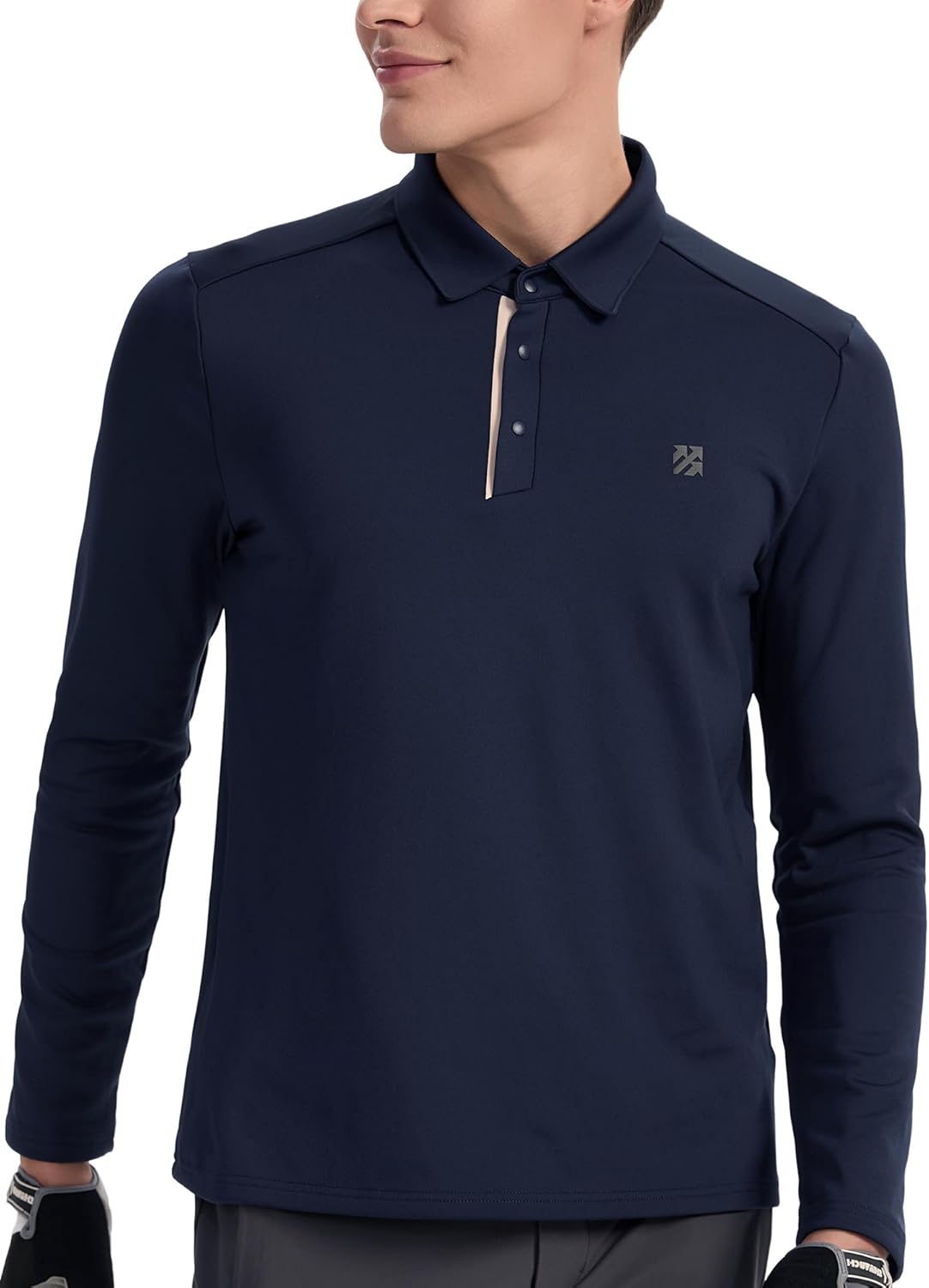 Golf Shirts for Men Collared Soft Touch Tech Athletic Moisture Wicking Dry Fit Mens Long Sleeve Polo Shirts Casual 8907 Navy Blue XL