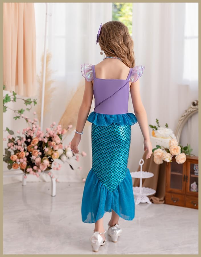 Miniatura 7 de Fishkidtail Little Girls Princess Mermaid Costume for Girls Dress Up with Accessory for Christmas Birthday Party Supplies